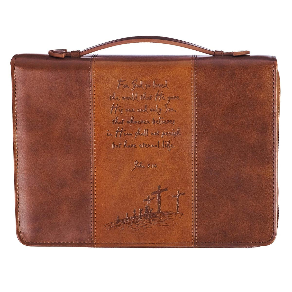 Bible Cover Classic Brown Two-tone God So Loved the World John 3:16