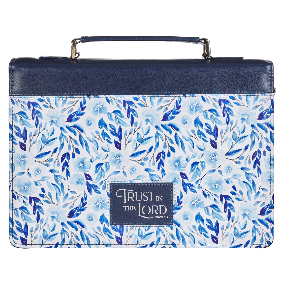 Bible Cover Fashion Blue Floral Trust Prov. 3:5