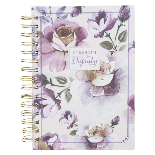 Journal Spiral-Bound Purple Floral Strength & Dignity Prov. 31:25