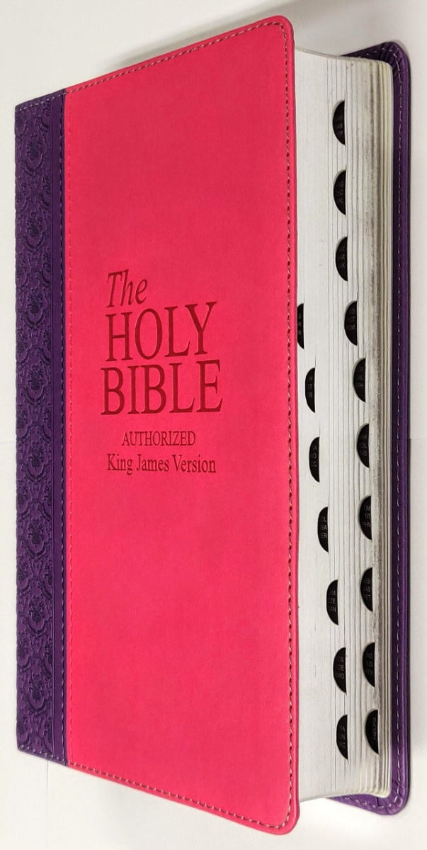 The Holy Bible KJV with Mark Finley Study Helps (Large Print/Thumb Index) Pink/Purple