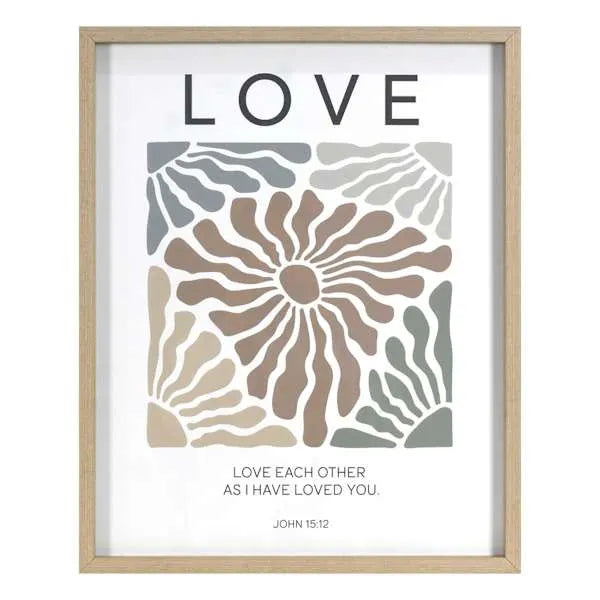 Glass Framed Love Print Wall Art, 16x20