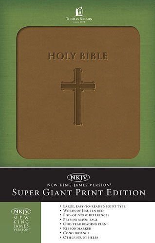 NKJV - Super Giant Print Bible (Brown Leathersoft)