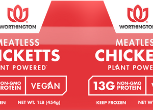 Worthington Frozen Vegan Chicketts™  Roll 12/1Lb (Case) [123]