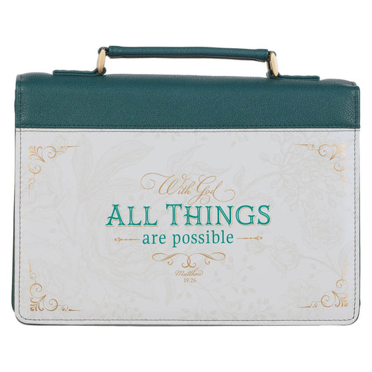 Bible Cover Fashion Teal With God All Things Matt. 19:26