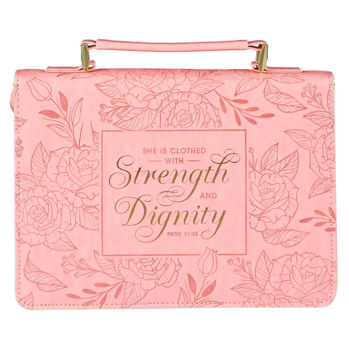 Bible Cover Fashion Pink Floral Strength & Dignity Prov. 31:25