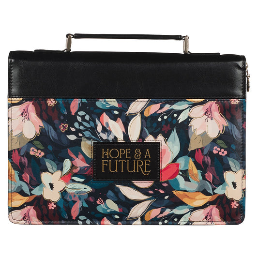 Bible Cover Fashion Black Floral Hope & A Future Jer. 29:11