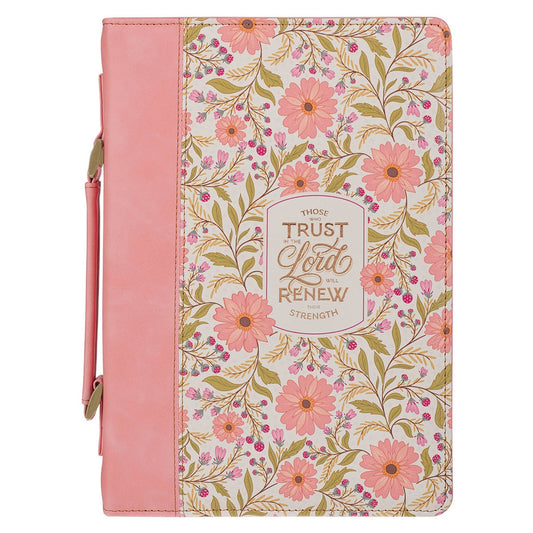Bible Cover Fashion Coral Floral Those Who Trust In The Lord Isa. 40:31