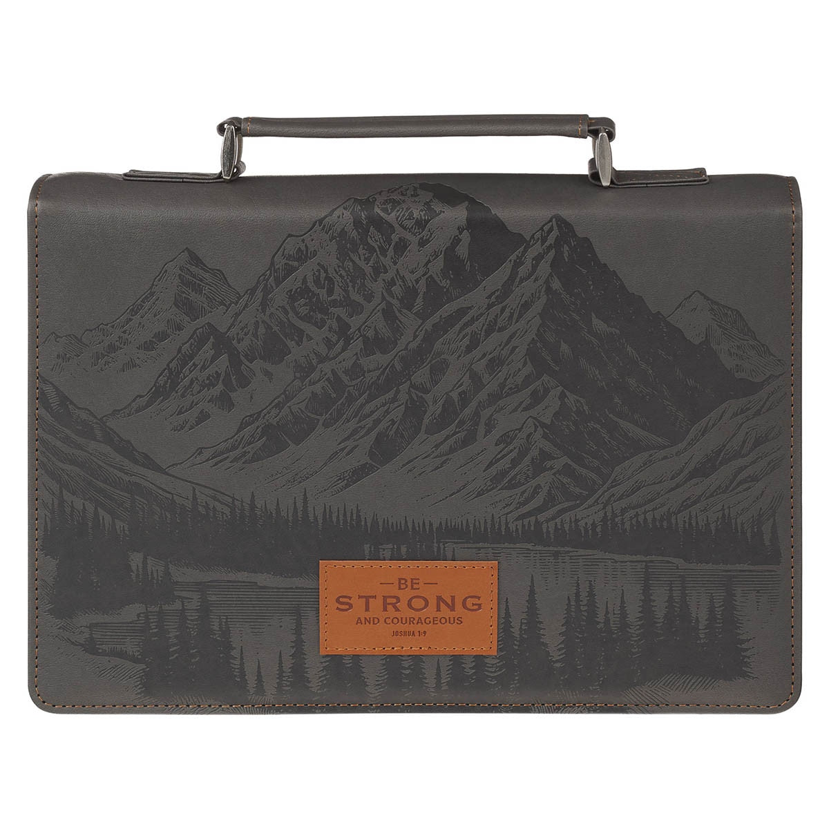 Bible Cover Classic Gray Be Strong And Courageous Josh. 1:9