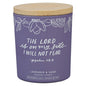 Glass Candle w/Bamboo Lid Purple No Fear Ps. 118:6
