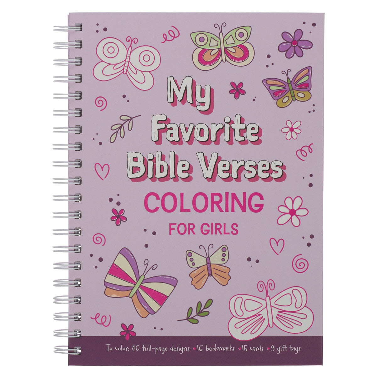 My Favorite Bible Verses Pink Spiral Coloring Book for Girls