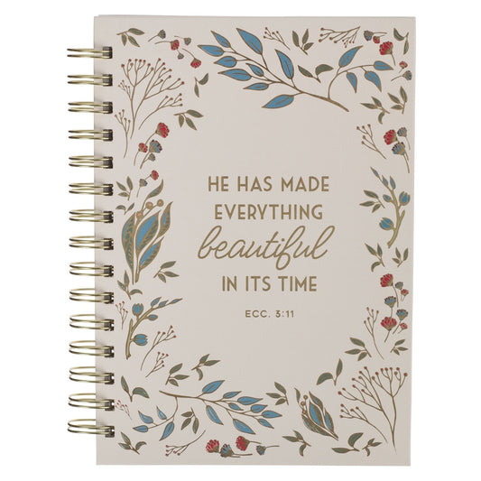 Journal Spiral-Bound Ivory Floral Everything Beautiful Ecc. 3:11