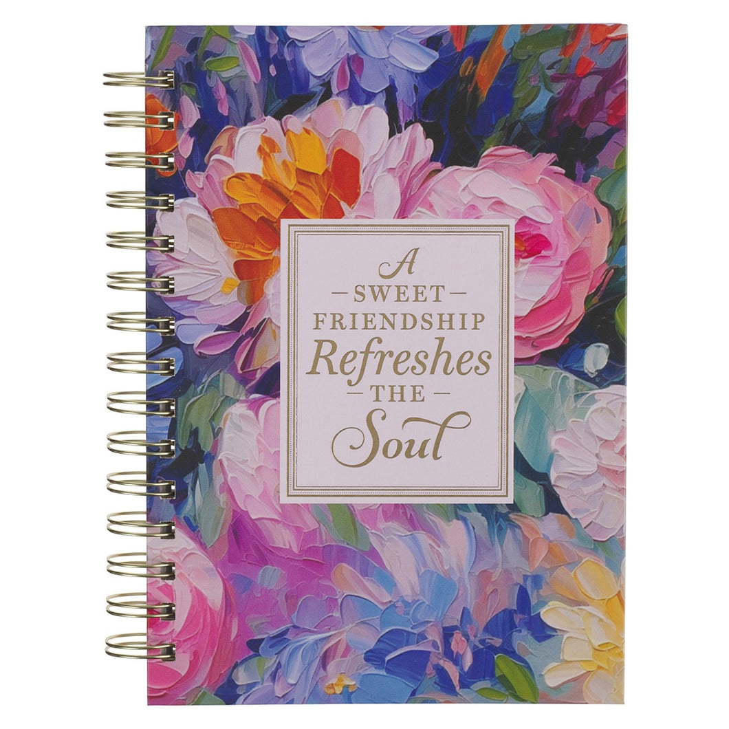 Journal Spiral-Bound Multi Painted Floral Sweet Friendship