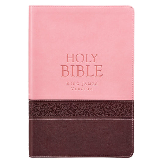 KJV Bible Thinline Large Print Faux Leather, Brown/Pink