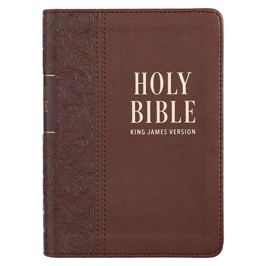 KJV Bible Compact Large Print Faux Leather, Medium Brown