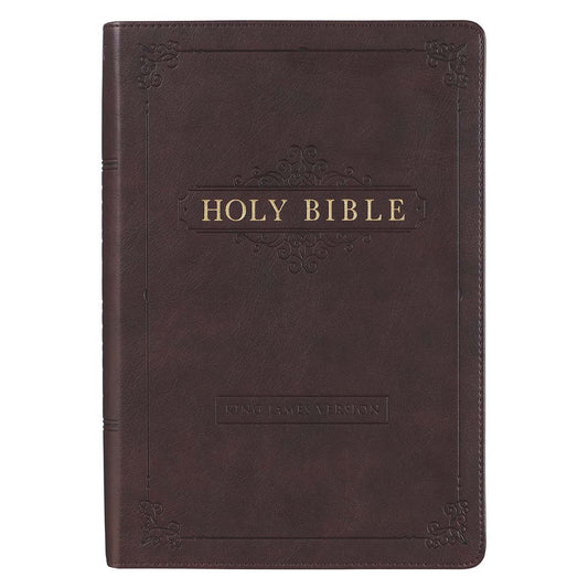 KJV Bible Giant Print Full-size Faux Leather, Espresso Brown