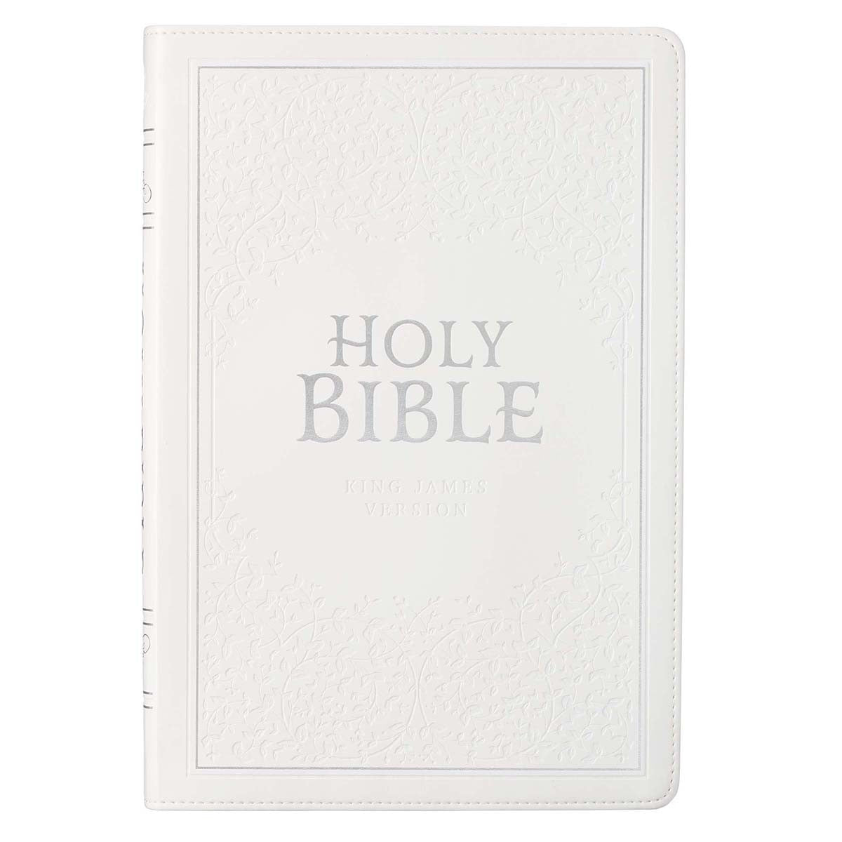 White Faux Leather Large Print Thinline King James Version Bible with Thumb Index