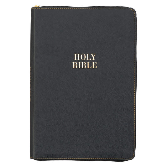 KJV Bible Thinline Large Print Faux Leather, Black w/zipper