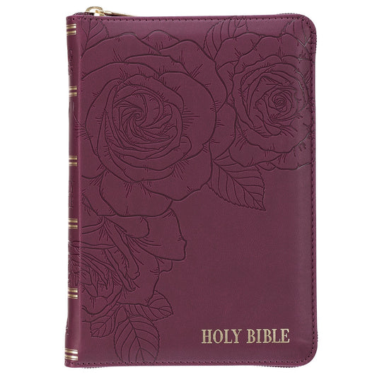 KJV Bible Compact Faux Leather, Merlot w/zipper
