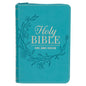 KJV Bible Mini Pocket Faux Leather, Teal w/zipper