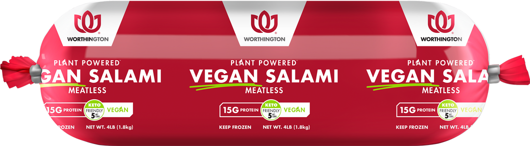 Worthington Frozen Meatless Vegan Salami Roll 4Lb (Single) [135]