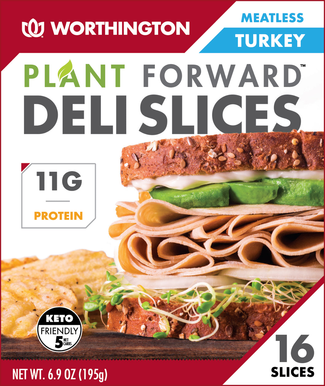 WORTHINGTON FROZEN MEATLESS TURKEY DELI SLICES 8/6.9oz (Case) [136]
