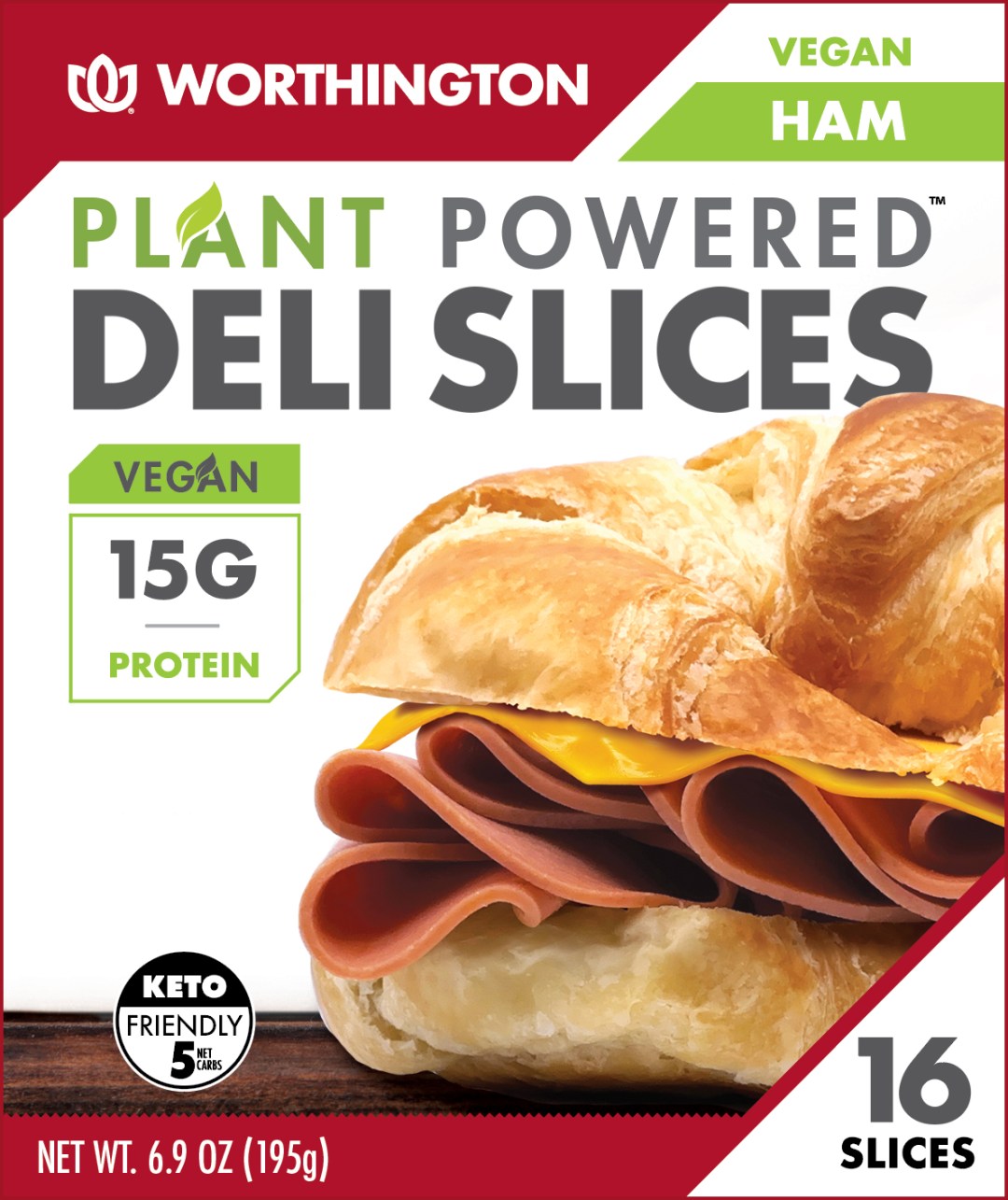 Worthington Frozen Meatless Vegan Ham Deli Slices 6.9oz