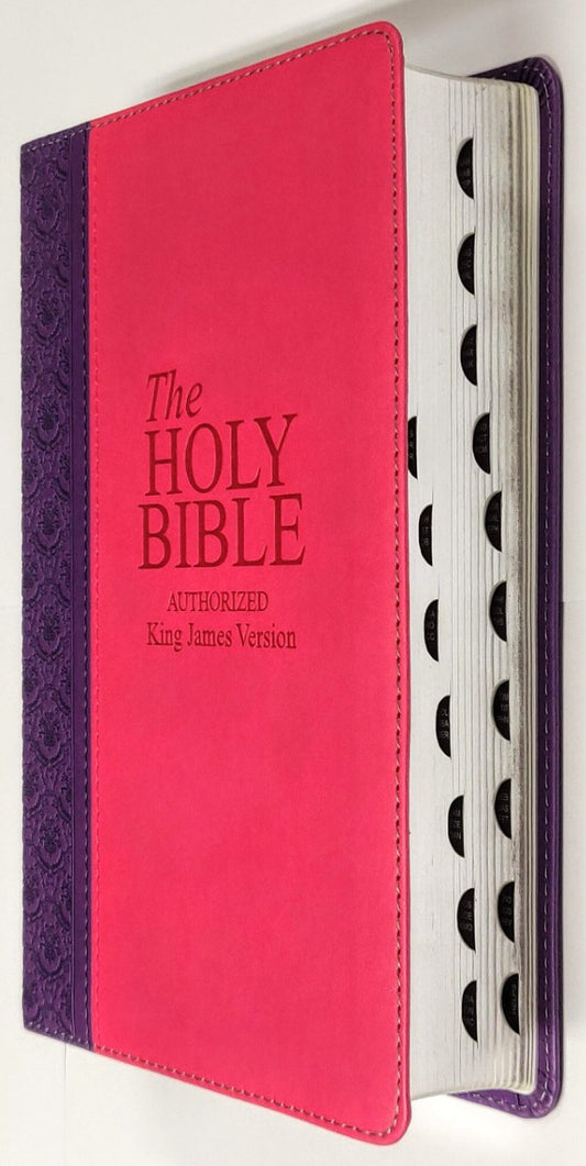 The Holy Bible KJV with Mark Finley Study Helps (Large Print/Thumb Index) Pink/Purple