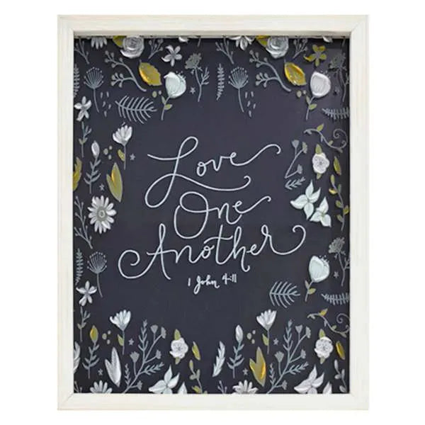 Glass Framed Love One Another Print Wall Art Dark, 11x14