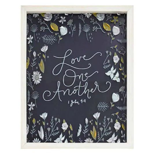 Glass Framed Love One Another Print Wall Art Dark, 11x14