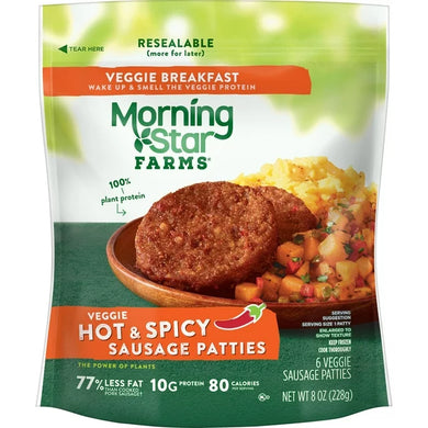 MORNING STAR Hot & Spicy Sausage Patties 6/8 OZ TLS