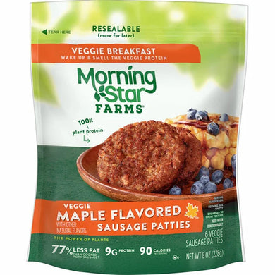 MORNING STAR Maple Flavored Sausage Patties 6/8 OZ TLS