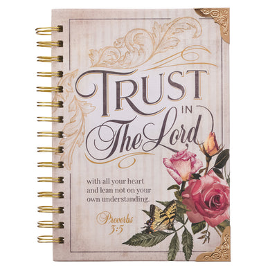 Journal Wirebound Cream/Burgundy Trust In The Lord Floral Prov. 3:5