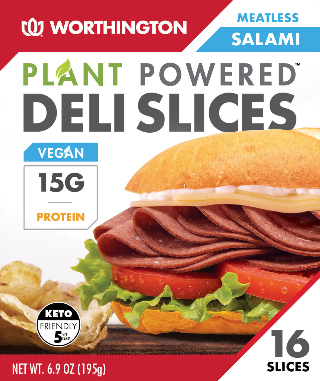 Worthington  Frozen  Vegan Salami Deli Slices 8/6.9oz